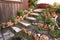 Rocky Stone Garden Steps Next to Cottage Shed and Herb Garden