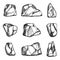 Rocky stones sketch set. Isolated vector objects