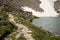 Rocky Trail Alongside Andrews Glacier and Tarn