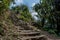 Rocky trekking pathway in the forest at Mardi Himal trek