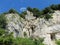 Rocky wall and green at Sentiero degli Dei