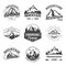 Rocky winter mountains landscape as signs or icons