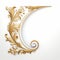 Rococo-inspired Gold Ornate Scroll On White Background