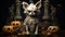 Rococo-inspired Halloween Pet: Detailed Gothic Dog Sculpture