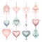 Rococo-inspired Watercolor Hearts: Ornate Decorations With Soft Atmospheric Light
