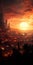 Rococo Sunrise: A Captivating Fantasy Cityscape In Flames