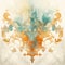 Rococo Watercolor Wreath: Ethereal Abstracts In Amber And Teal