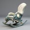 Rococo Whimsy: Dark Aquamarine And Beige Rocking Chair 3d Model