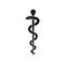 Rod of Asclepius pharmacy black vector icon.