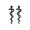 Rod of Asclepius pharmacy black vector icon.