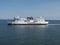 Rodbyhavn, Denmark, Agust 21, 2021: Close up view of Scandlines Hybrid Ferry boat on sea route Rodby - Puttgarden