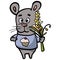 Rodent with a bouquet of yellow flowers. - Vector. Vector illustration