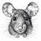 Rodent sketch drawing. Close-up portrait isolated on white background. Generative AI