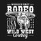 Rodeo bull with Wild West lettering. T-shirt print