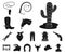 Rodeo, competition black icons in set collection for design. Cowboy and equipment vector symbol stock web illustration.