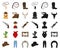 Rodeo, competition cartoon,black icons in set collection for design. Cowboy and equipment vector symbol stock web