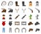 Rodeo, competition cartoon,monochrom icons in set collection for design. Cowboy and equipment vector symbol stock web