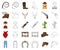 Rodeo, competition cartoon,outline icons in set collection for design. Cowboy and equipment vector symbol stock web