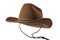 Rodeo horse rider, wild west culture, Americana and american country music concept theme with a brown leather cowboy hat with