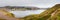 Rodeo Lagoon and Fort Cronkhite on the Pacific Ocean coastline, on a cloudy day, Marin Headlands, Marin County, California