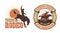 Rodeo retro logo with cowboy horse rider silhouette