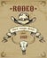 Rodeo Themed Graphic with Cowboy Hat and Skull