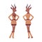 Roe deer woman, elegant lady, animal head stylish human standing