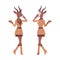 Roe deer woman walking with smartphone, gazelle lady, animal head