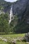 Roethbachfall waterfall near lake Obersee in Bavaria in summer