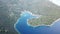 Rogac bay, Croatia. Sholta Island. Drone flies over a yacht