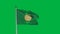 Rohingya Torn Flag waving in the wind, holded with rope and mast. on green sceen background.