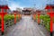 Rokusonno shrine with beautiful full bloom cherry blossom in spring in Kyoto, Japan