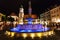 Roland Fountain in Bratislava in night