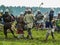 Role play - the reenactment of the battle of the ancient Slavs on the festival of historical clubs in the Kaluga region of