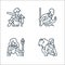 Roleplaying avatars line icons. linear set. quality vector line set such as druid, magician, monk