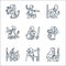 Roleplaying avatars line icons. linear set. quality vector line set such as gunnery, wizard, dragon, adventurer, knight, ninja,