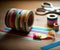 A Roll Of Colorful Washi Tape And A Pair Of Scissors On A Desk. Generative AI