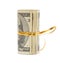 Roll of dollars wrapped in gold stripe