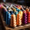 the roll of fabric ribbon in difference colors ans pattern, in industries production