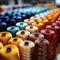 the roll of fabric ribbon in difference colors ans pattern, in industries production