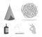 Roll-field, Indian wigwam, lasso, whiskey bottle. Wild West set collection icons in monochrome style vector symbol stock