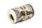 Roll of hundred dollar bills isolated