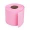 Roll of pink toilet paper on white background