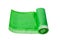 Roll of plastic bags for household waste. Garbage and rubbish bags of green color on white background isolated