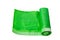 Roll of plastic bags for household waste. Garbage and rubbish bags of green color on white background isolated