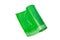 Roll of plastic bags for household waste. Garbage and rubbish bags of green color on white background isolated