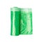 Roll of plastic bags for household waste. Garbage and rubbish bags of green color on white background isolated