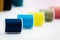 The roll of thread on background,show texture of colorful thread,for needlework,craft