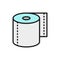 Roll of toilet paper, napkins flat color line icon.