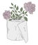 Roll of Toilet Paper Vase with Two Pink Peony Flower Blossoms and Green Foliage Placed Inside